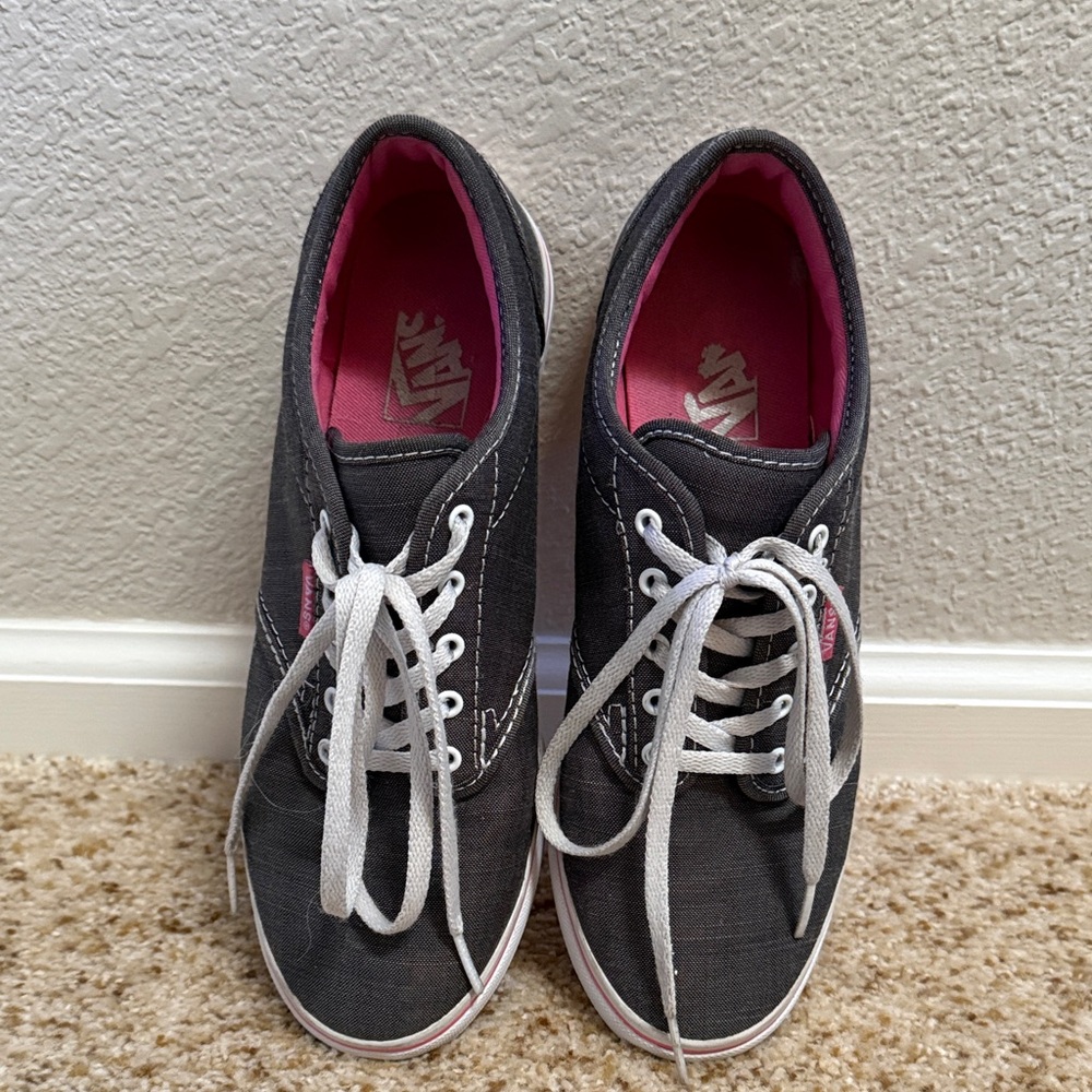 Vans Women's Charcoal and Pink Sneakers